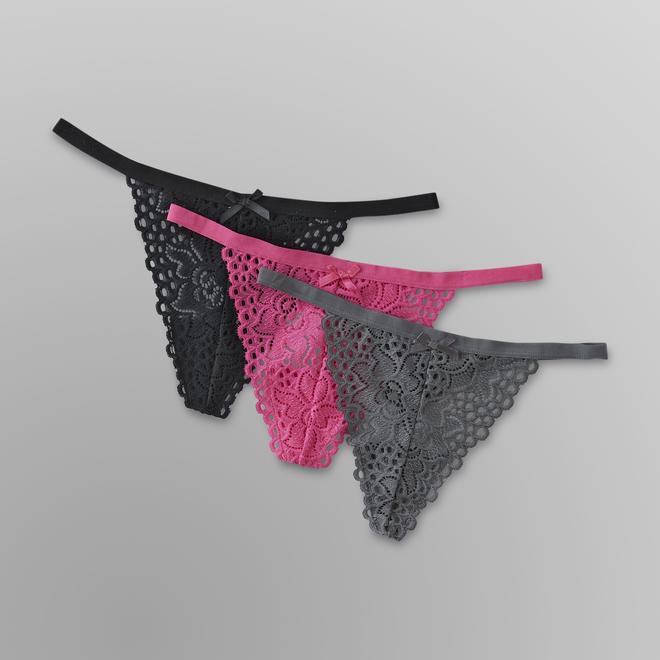 Joe Boxer Women's Plus Lace Thong Panties 3 Pack