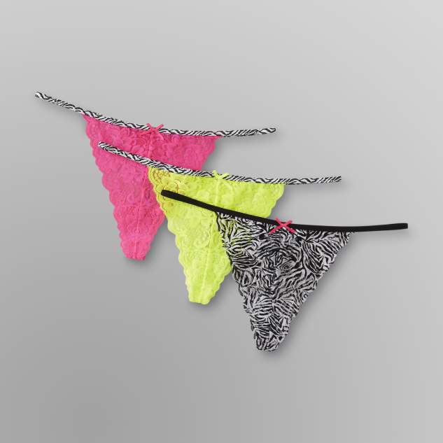Joe Boxer 3-Pack Women's Lace Thong Panties - Animal Print