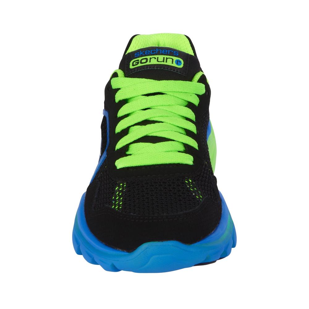 Skechers Boy's Supreme Go Run Athletic Shoe - Black/Neon Green/Blue