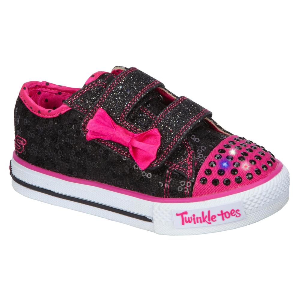 Skechers Toddler Girl's Sweet Steps Fashion Sneaker - Black/Pink