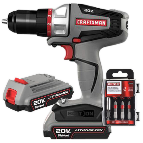 Craftsman Bolt On 20 Volt Max Drill Drill Bit And Battery Bundle