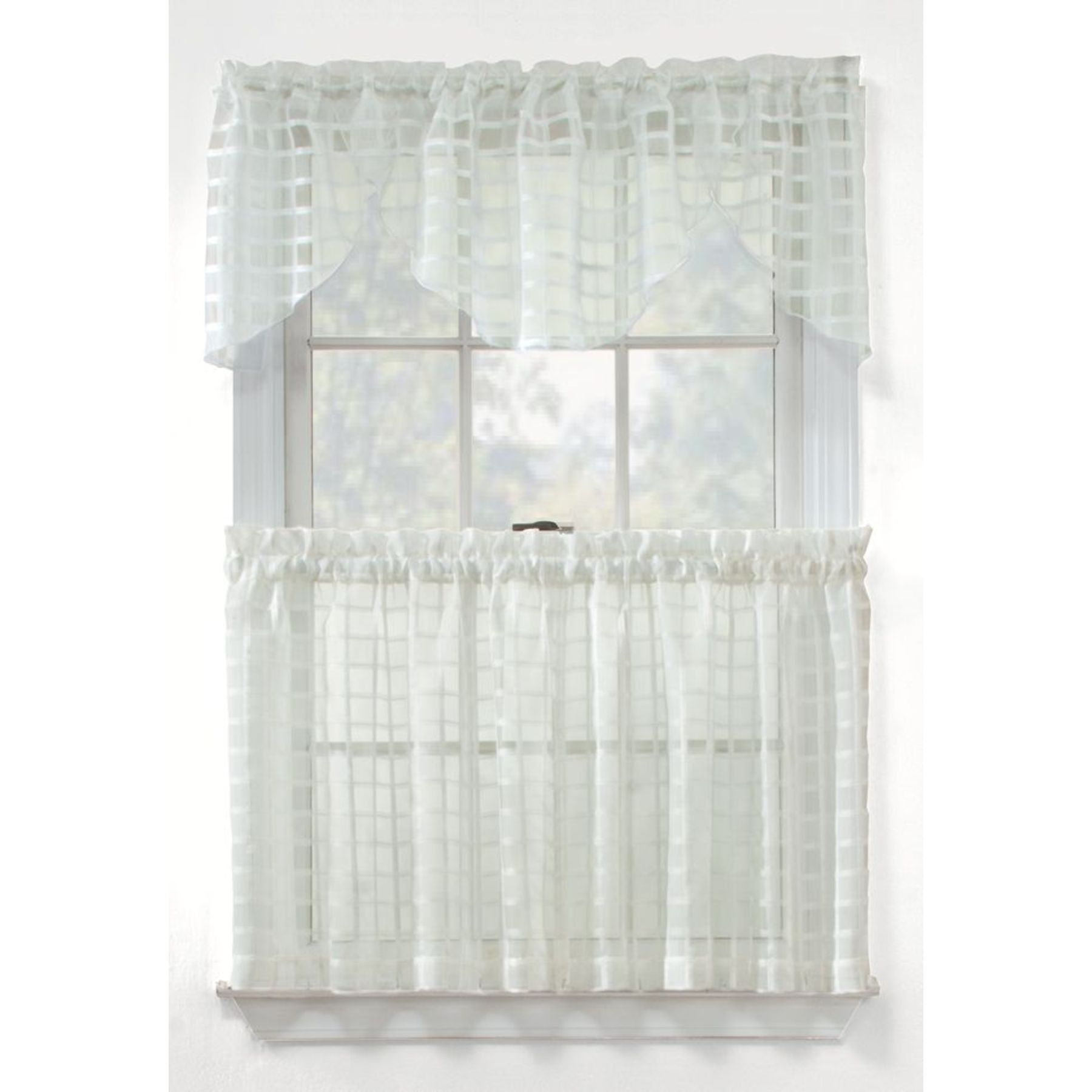 Sandra by Sandra Lee Window Pane Tier Curtains - White