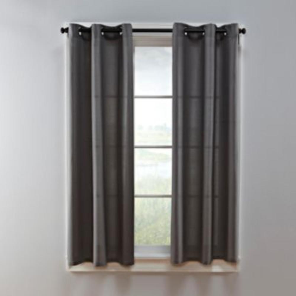 Essential Home Faux-Linen Grommet Panel Curtain - Charcoal