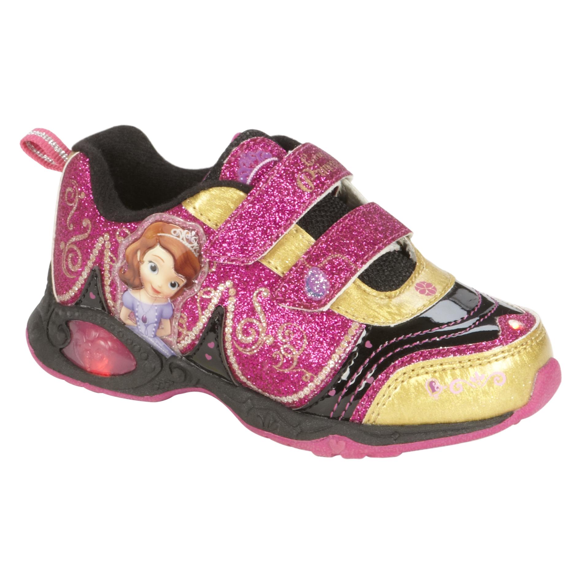 Disney Girls' Toddler Princess Sofia Black/Gold/Pink Sneakers