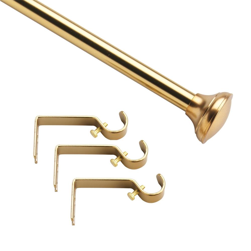 Essential Home Brass Curtain Rod Set Adjustable