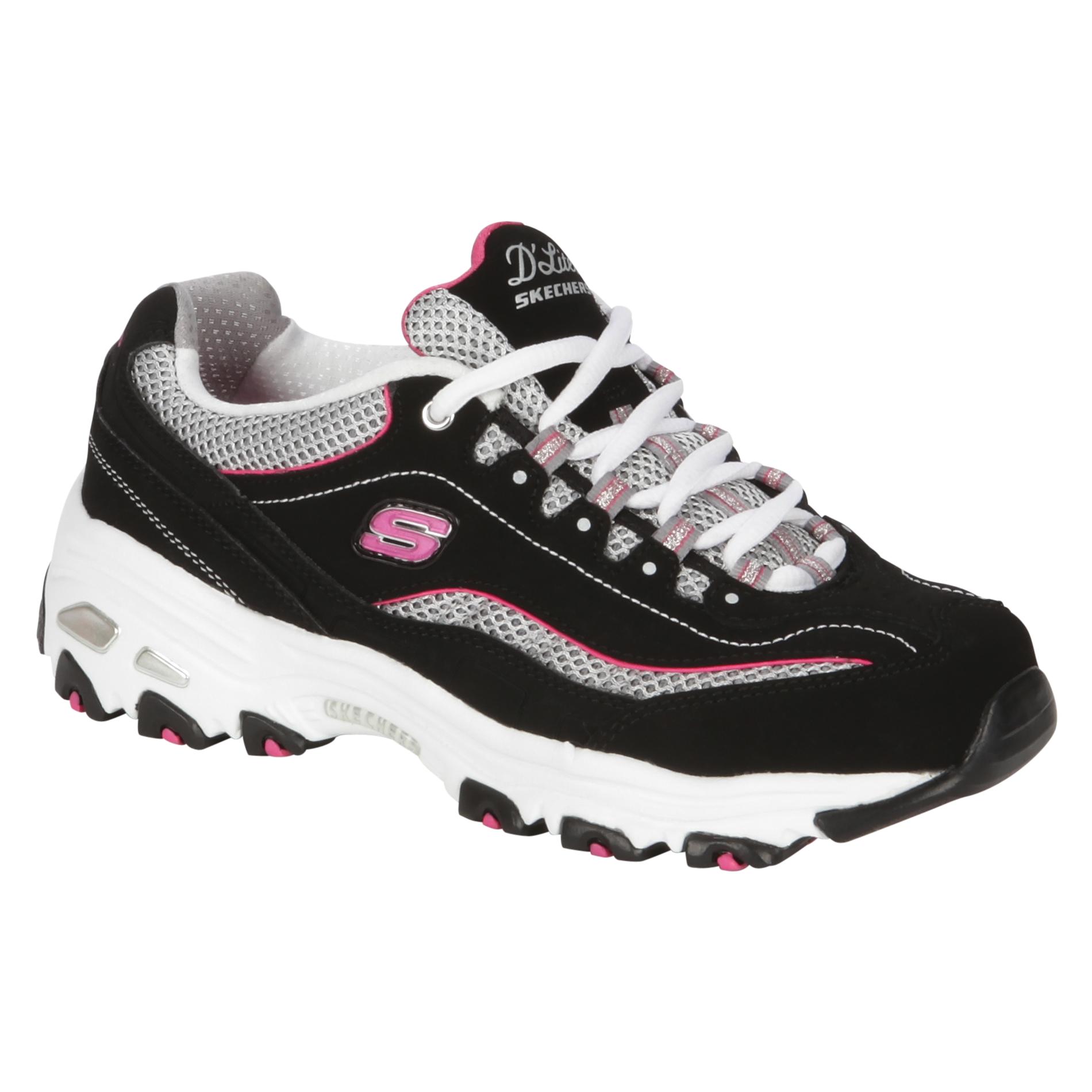 Skechers Women's D'Lites Centennial  Athletic Shoe Wide Width - Black/Pink