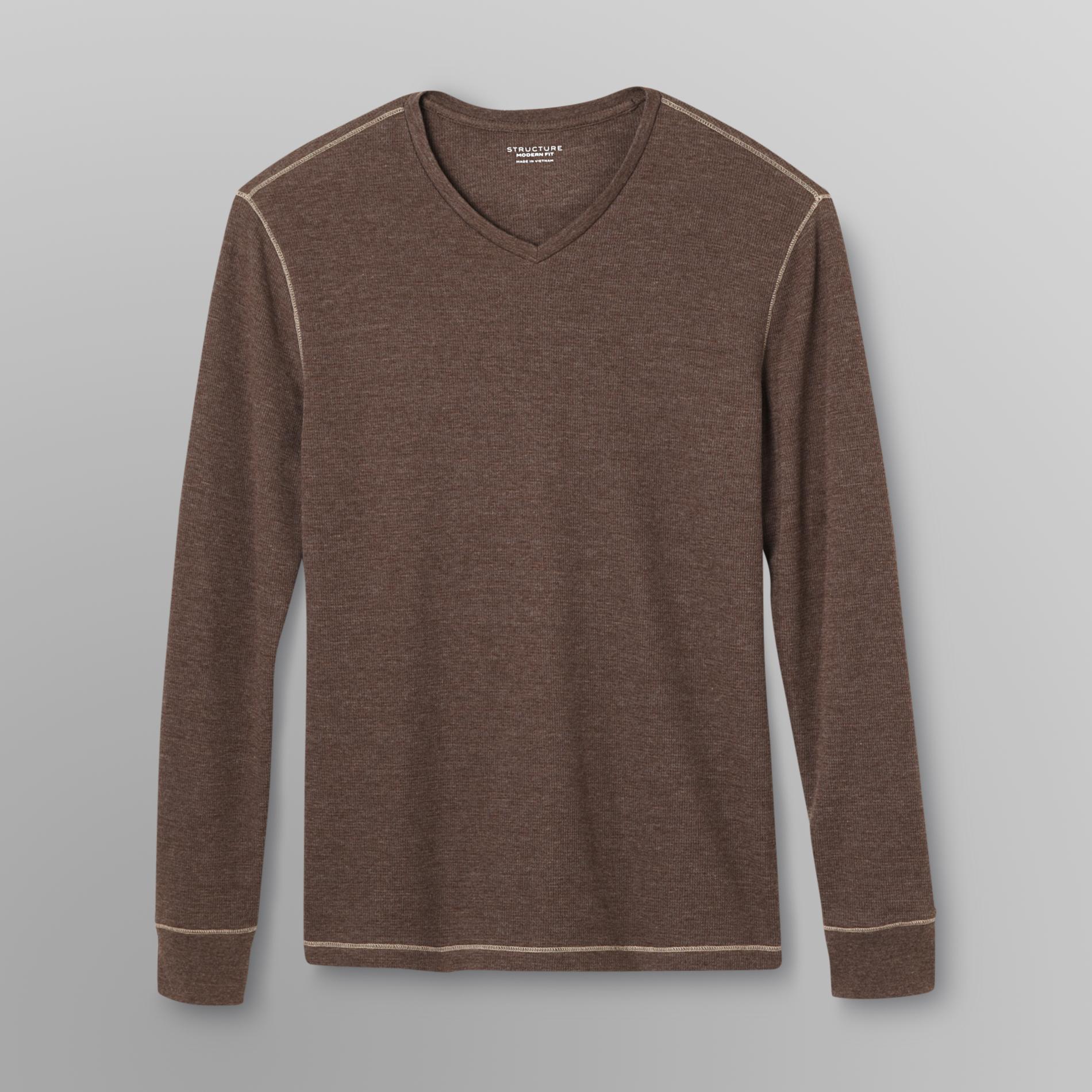 Structure Men's V-Neck Heathered Thermal Shirt