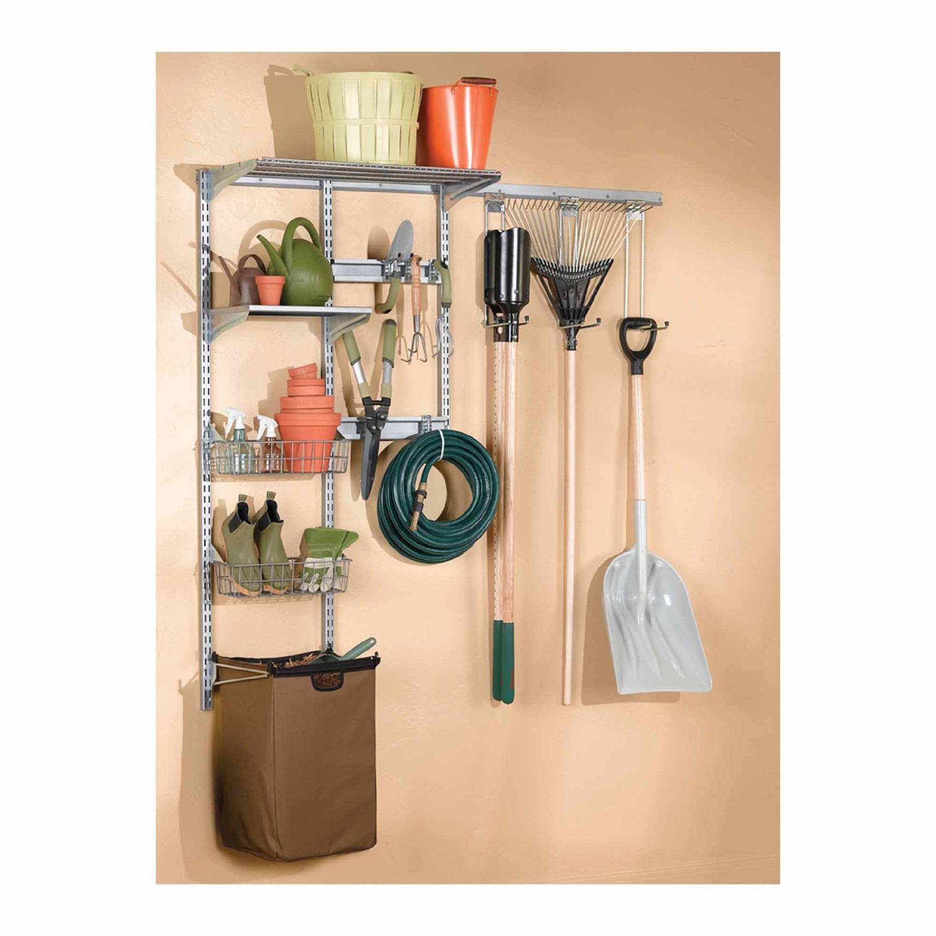 Storability 66 In. L x 63 In. H Shed Wall Mount Storage System with Heavy Duty Hooks, Shop Bag