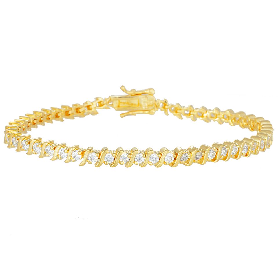 Ladies Yellow Gold Plated Tennis Bracelet Shop Your Way Online
