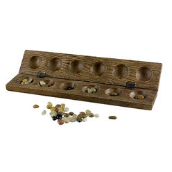 sterling games wooden mancala board game cherry finish with real stones 13 wood game board