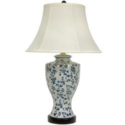 Oriental Furniture 27" Blue and White Flower Vine Lamp