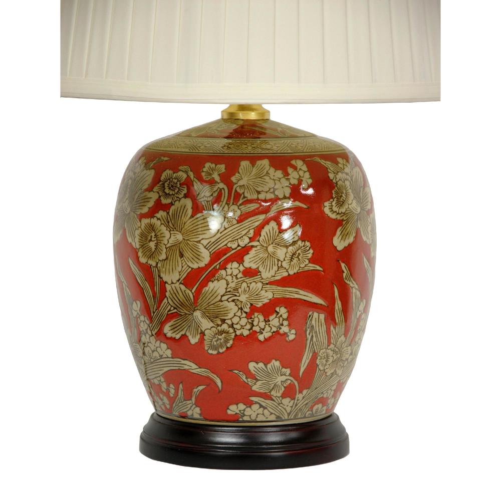 Oriental Furniture Floral Bouquet Jar Lamp