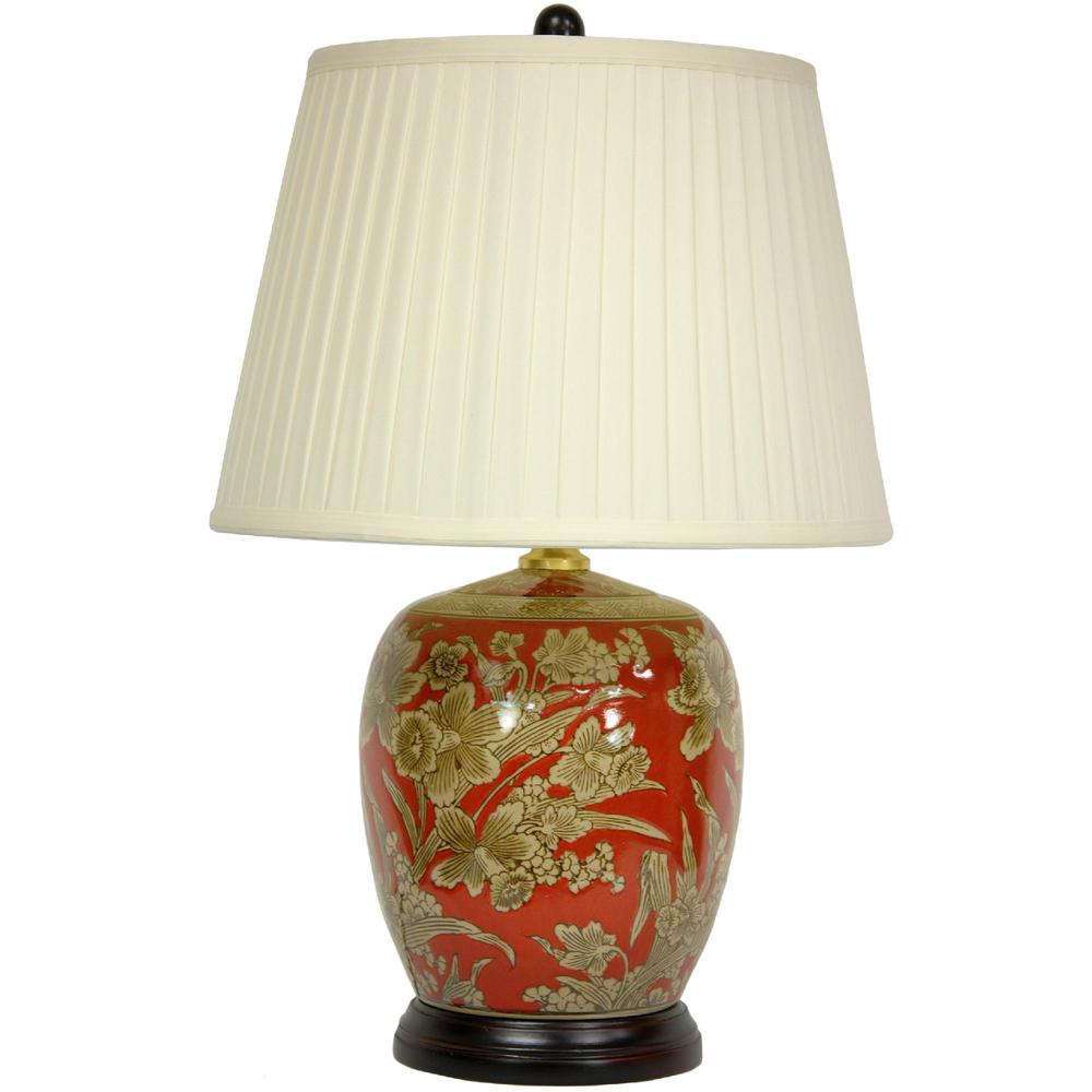 Oriental Furniture Floral Bouquet Jar Lamp