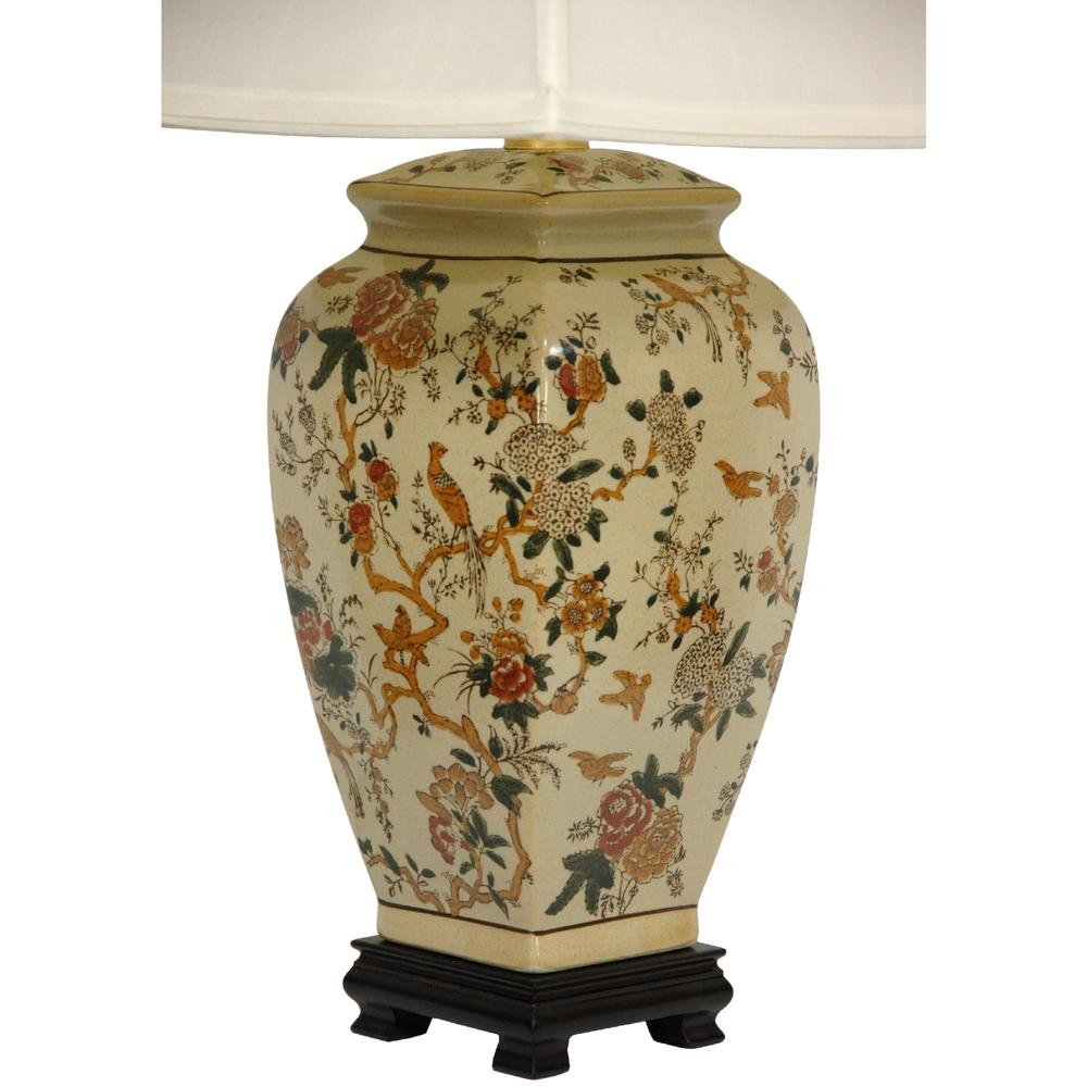 Oriental Furniture Autumn Birds and Flowers Vase Lamp