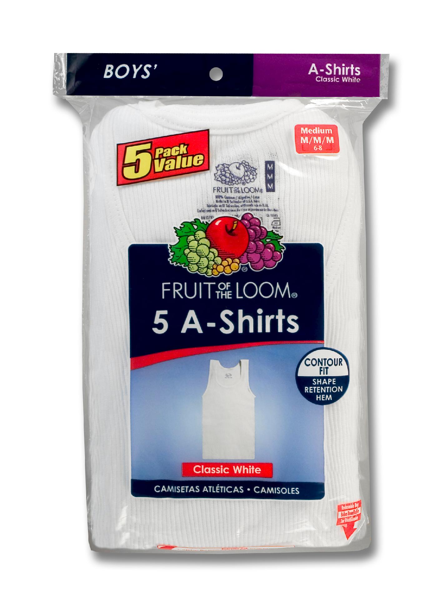 Fruit of the Loom Boys' 5 Pack White A-Shirt