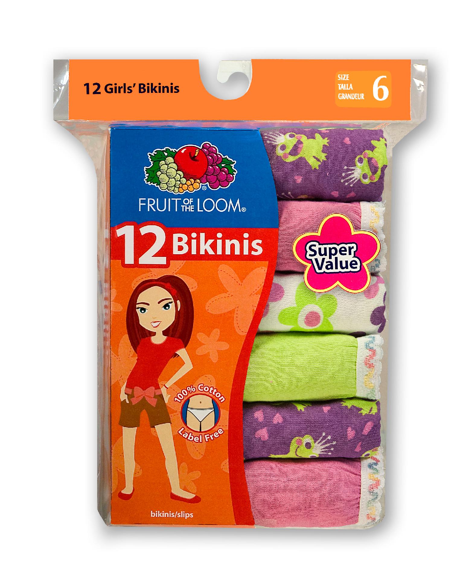 Fruit of the Loom Girls' 12 Pack Cotton Bikini, Size: 4, Multi-color Fruit of the Loom Girls' 12 Pack Cotton Bikini, Size: 4, Multi-color