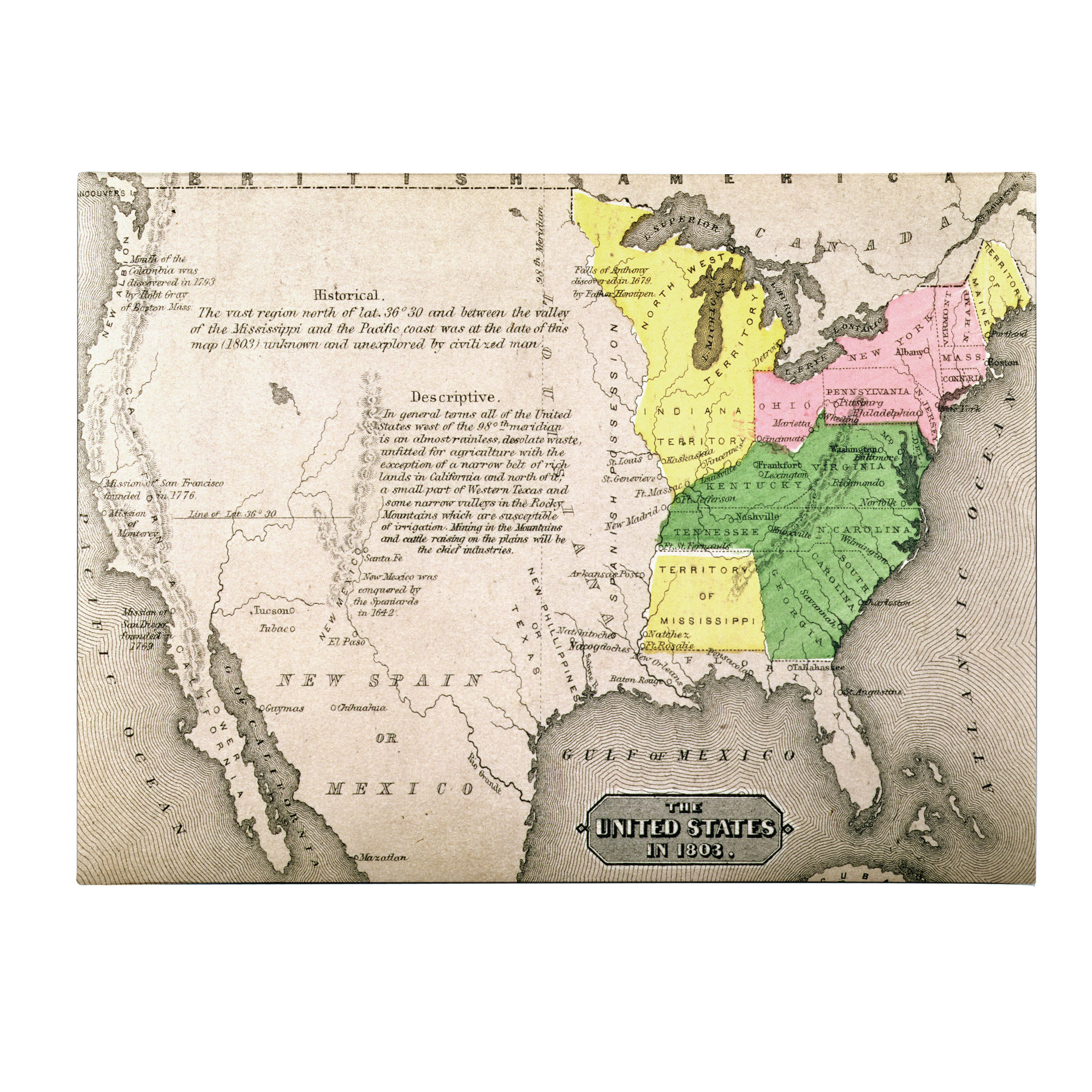 Trademark Global 'Map of the United States in 1803' Canvas Art