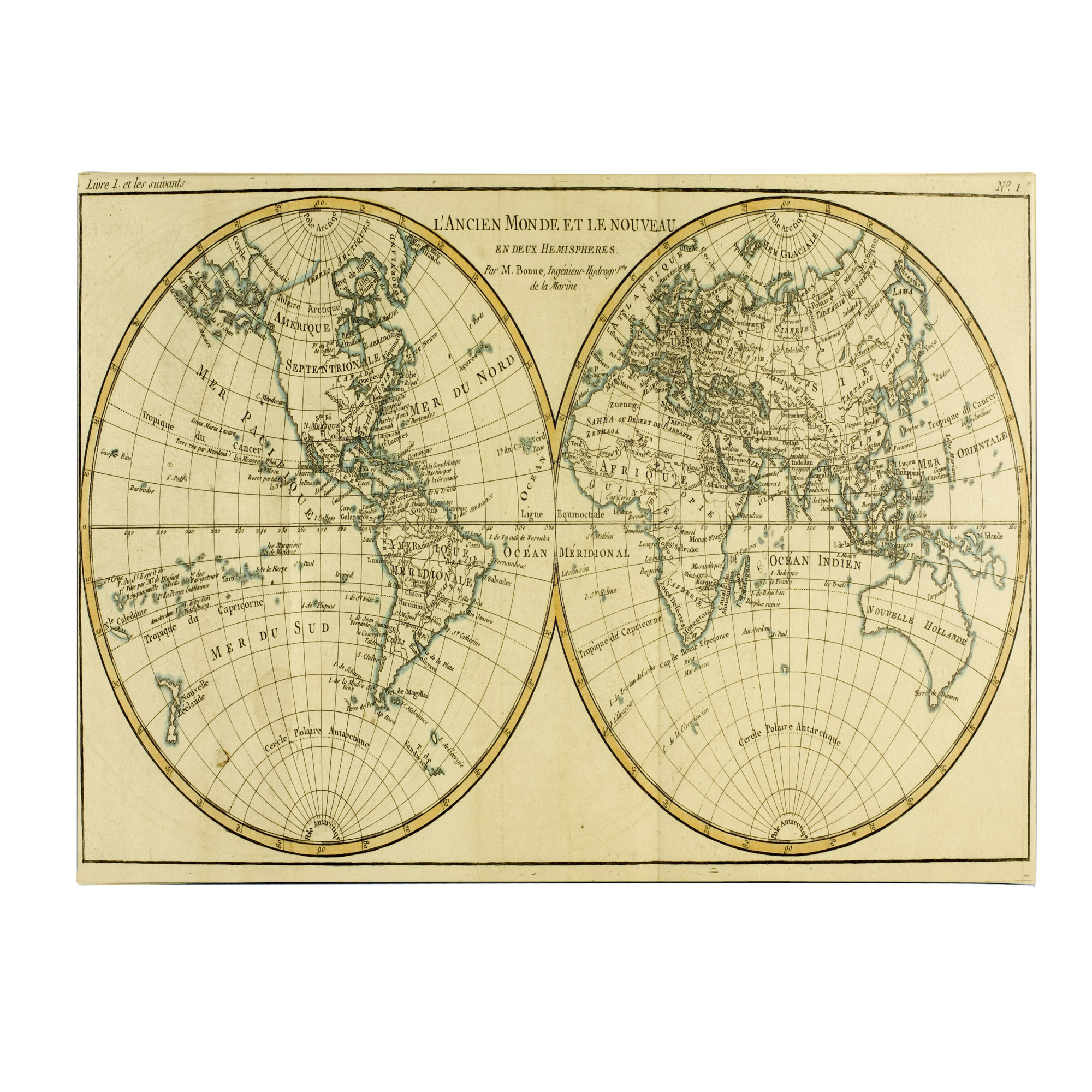 Trademark Global Charles Bonne 'World Map in Two Hemispheres' Canvas Art