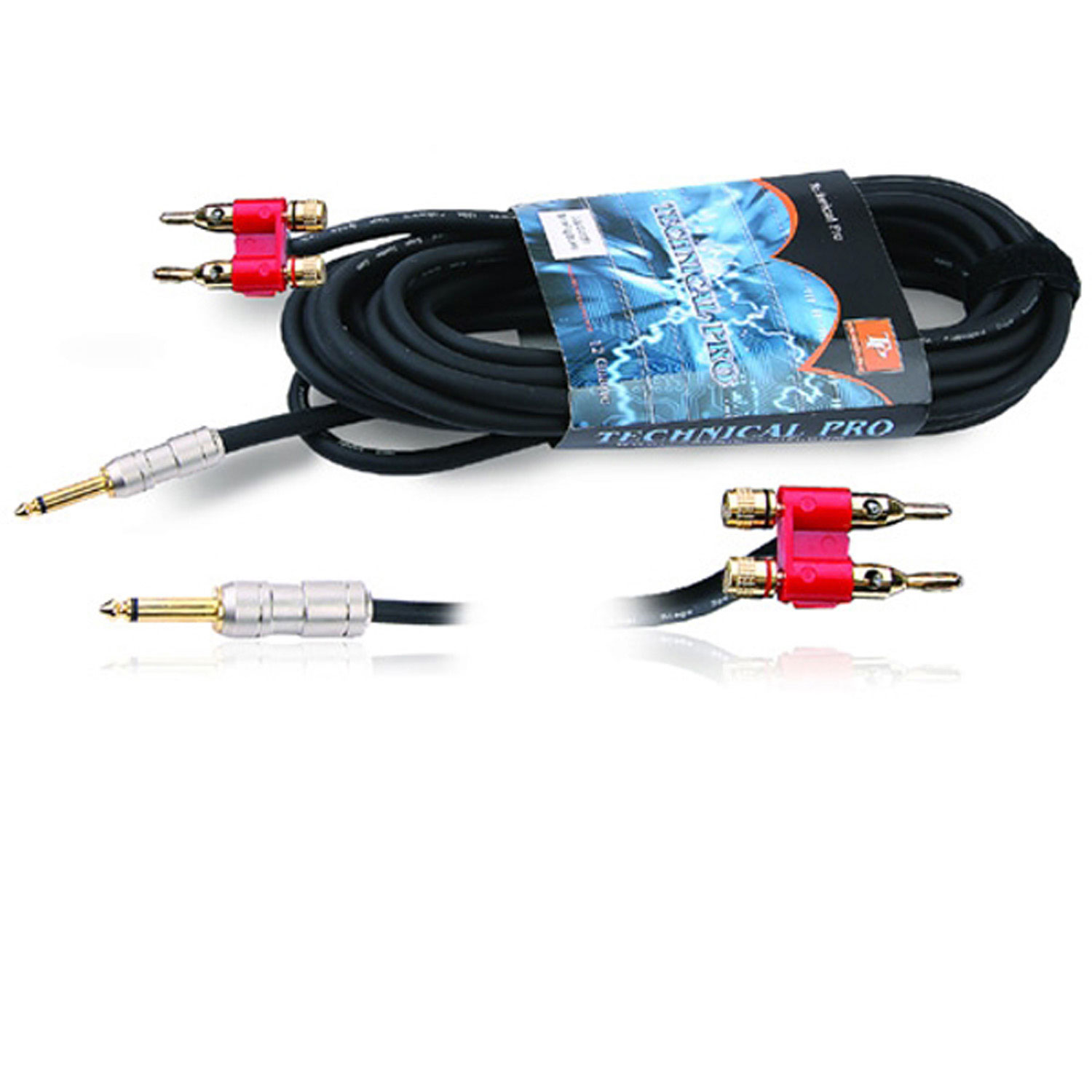 Technical Pro .25 in. to Banana Speaker Cables 50 ft. Feet 16 Gauge