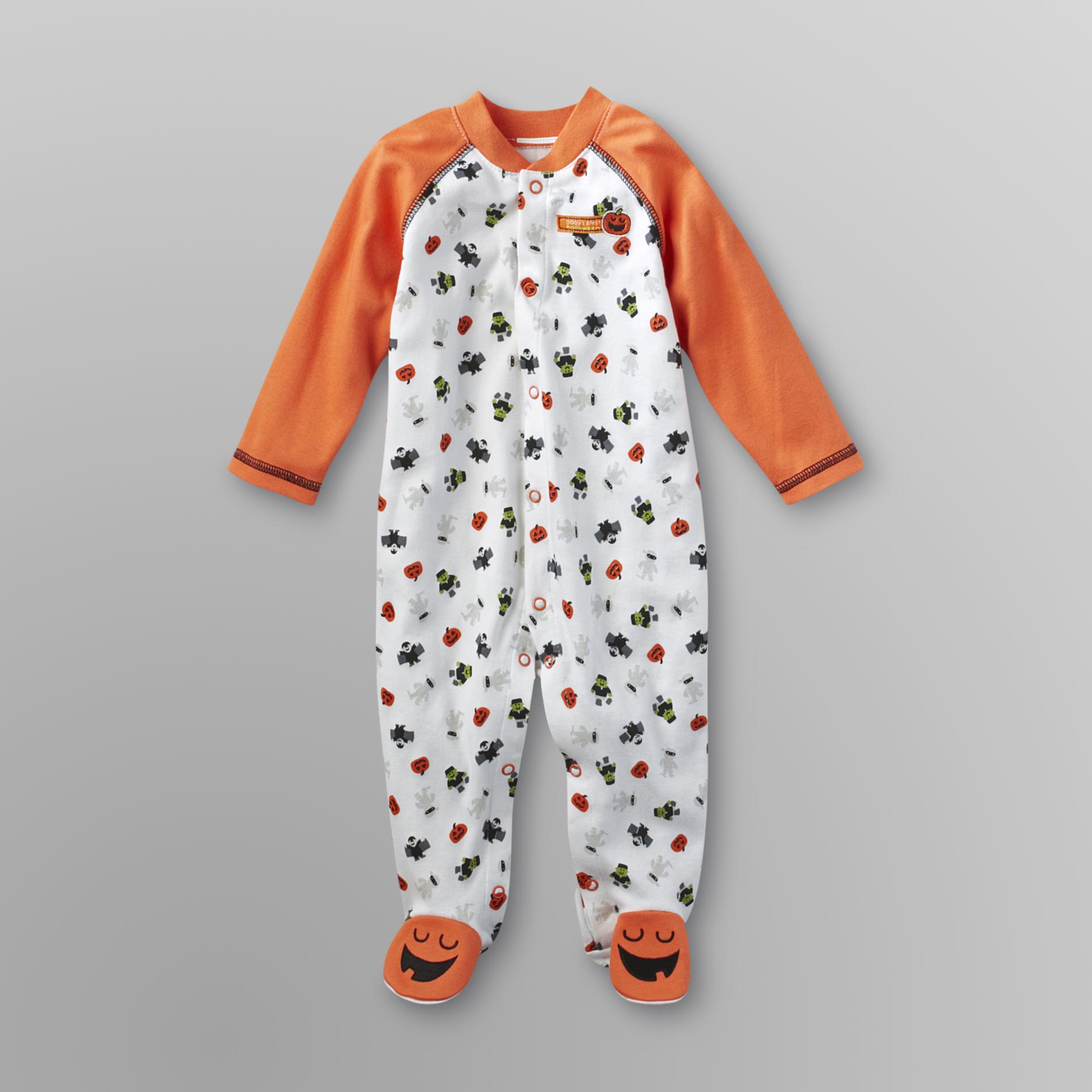 Small Wonders Infant Boy's Ruffled Footed Sleeper - Baby's First Halloween