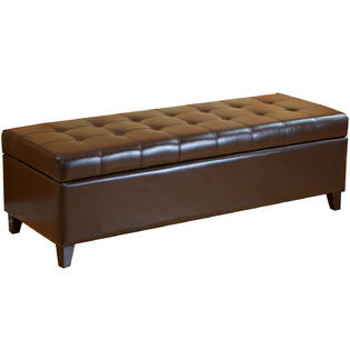 Best Selling Home Decor Mission Brown Tufted Leather Storage ottoman ...
