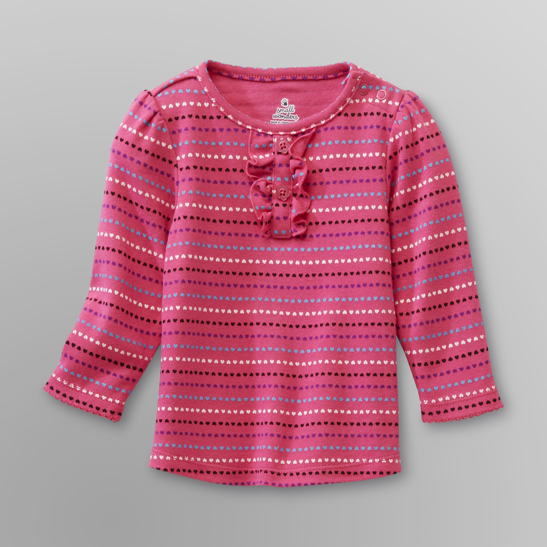 Small Wonders Infant Girl's Henley Babydoll Top - Heart Stripes