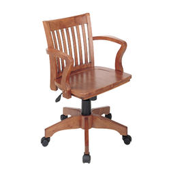 OSP Designs OSP Home Furnishings Deluxe Wood Bankers Desk Chair with Wood Seat, Fruit Wood