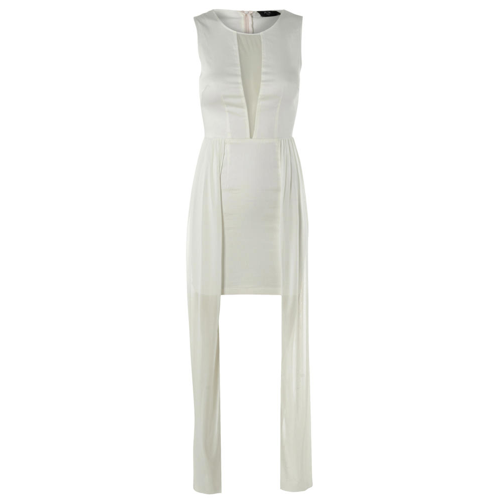 AX Paris Women&#8217;s Mesh V Front and Side White Dress - Online Exclusive