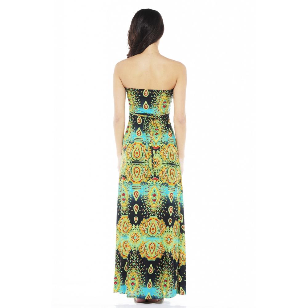 AX Paris Women&#8217;s Strapless New Paisley Green Maxi Dress - Online Exclusive