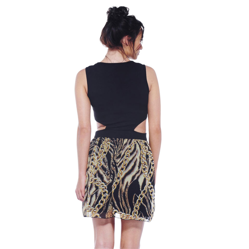 AX Paris Women&#8217;s Chain Print Contrast Side Cut Out Dress - Online Exclusive