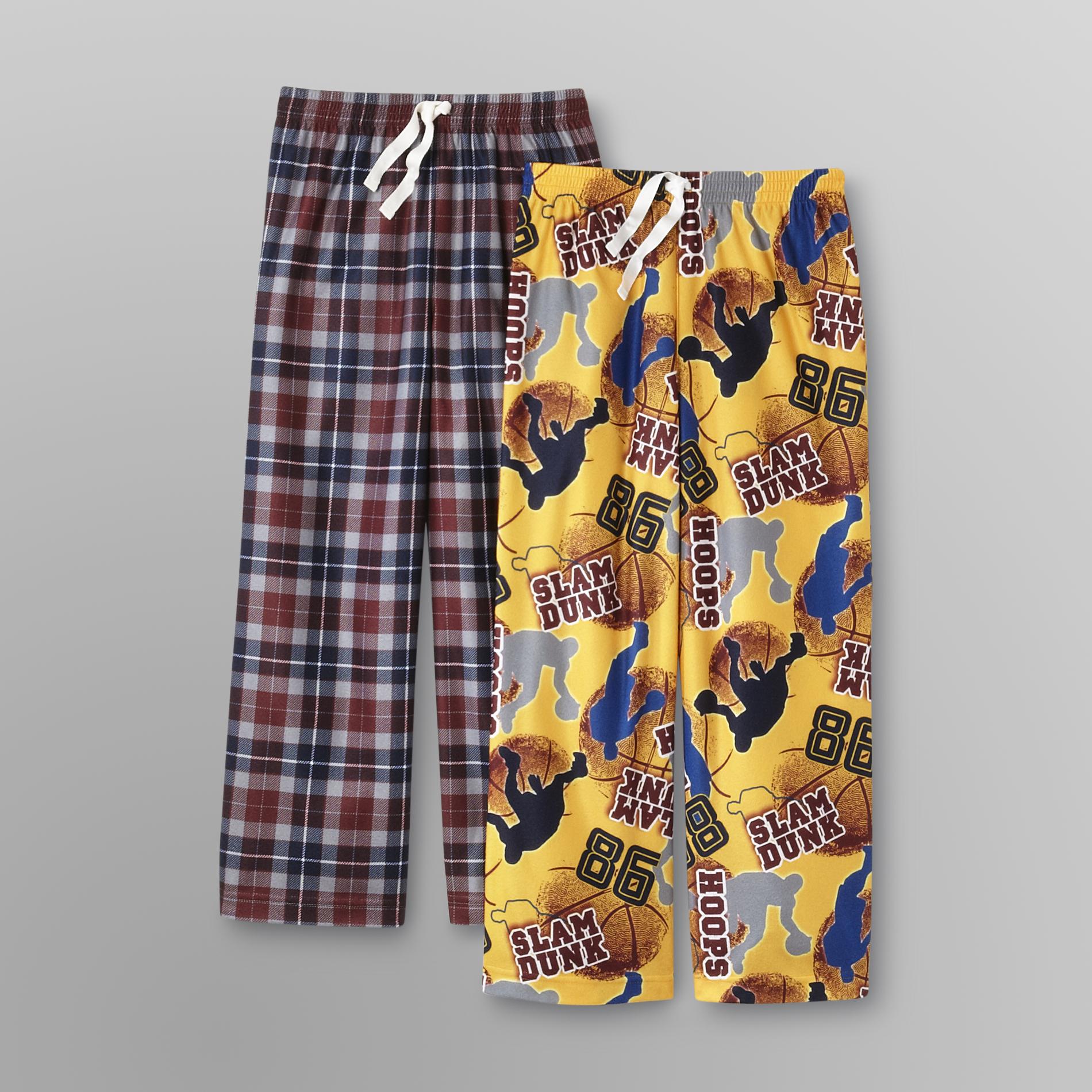 Joe Boxer 2-Pack Boy's Printed Lounge Pants - Plaid/Basketball