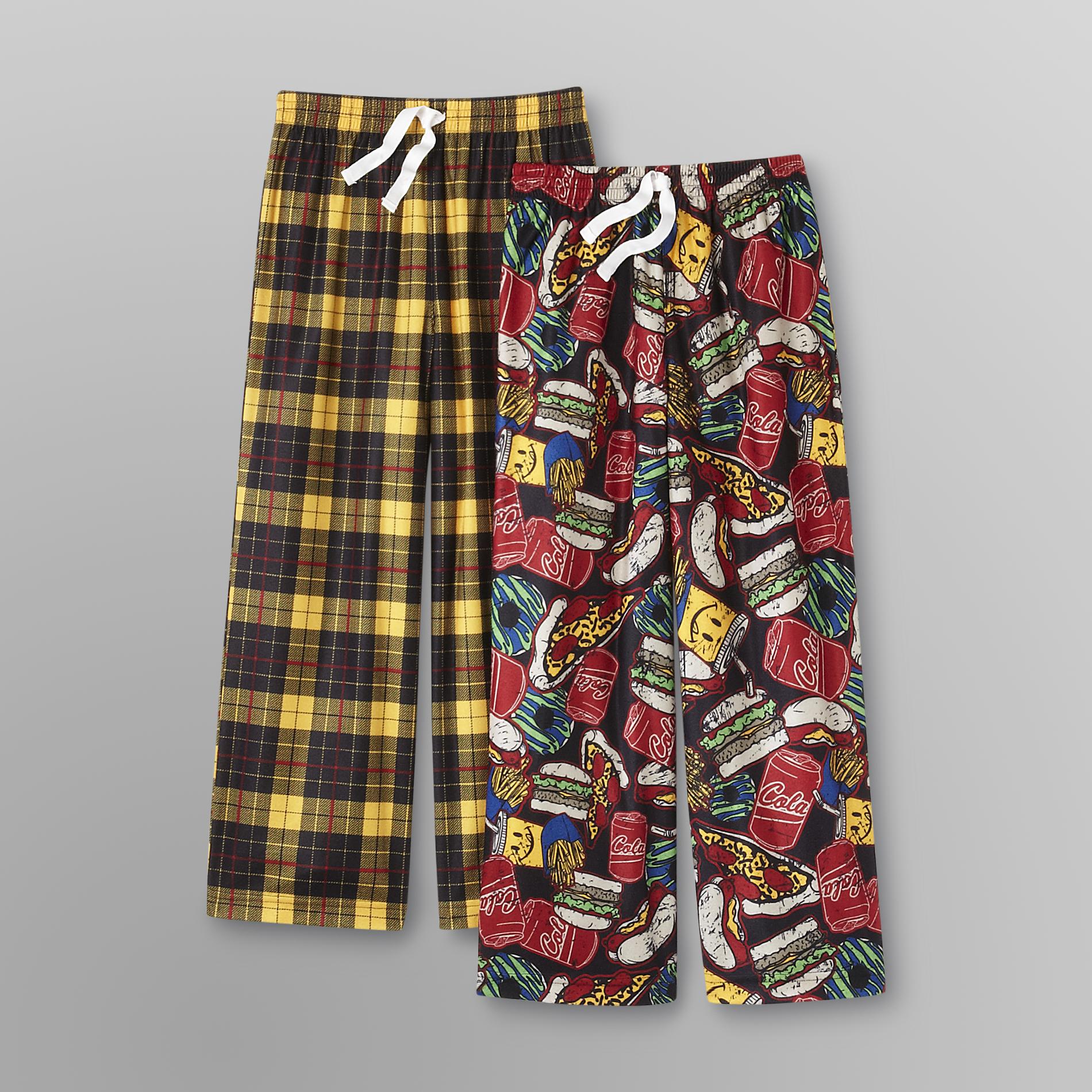 Joe Boxer 2-Pack Boy's Printed Lounge Pants - Plaid/Fast Food
