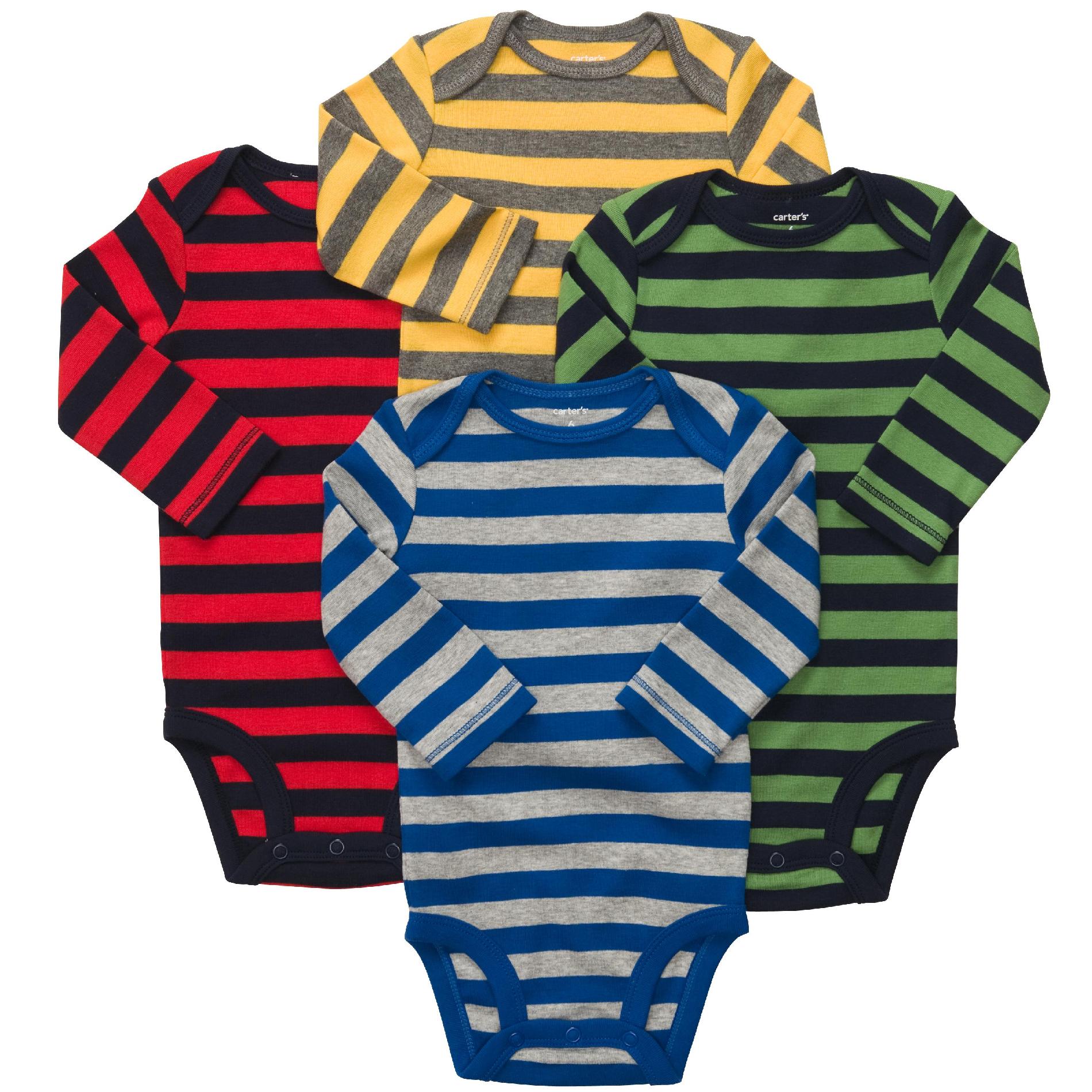 Carter's 4-Pack Newborn & Infant Boy's Bodysuits - Rugby Striped