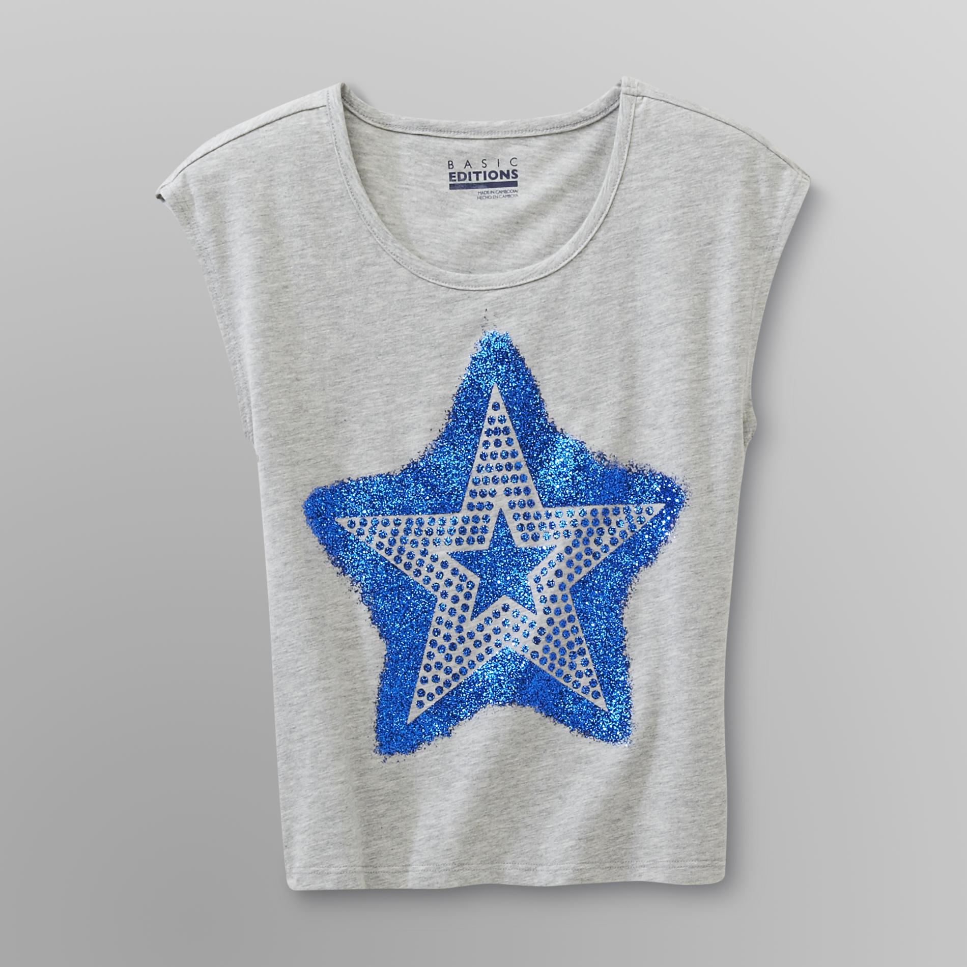 Basic Editions Girl's Sleeveless Graphic T-Shirt - Star