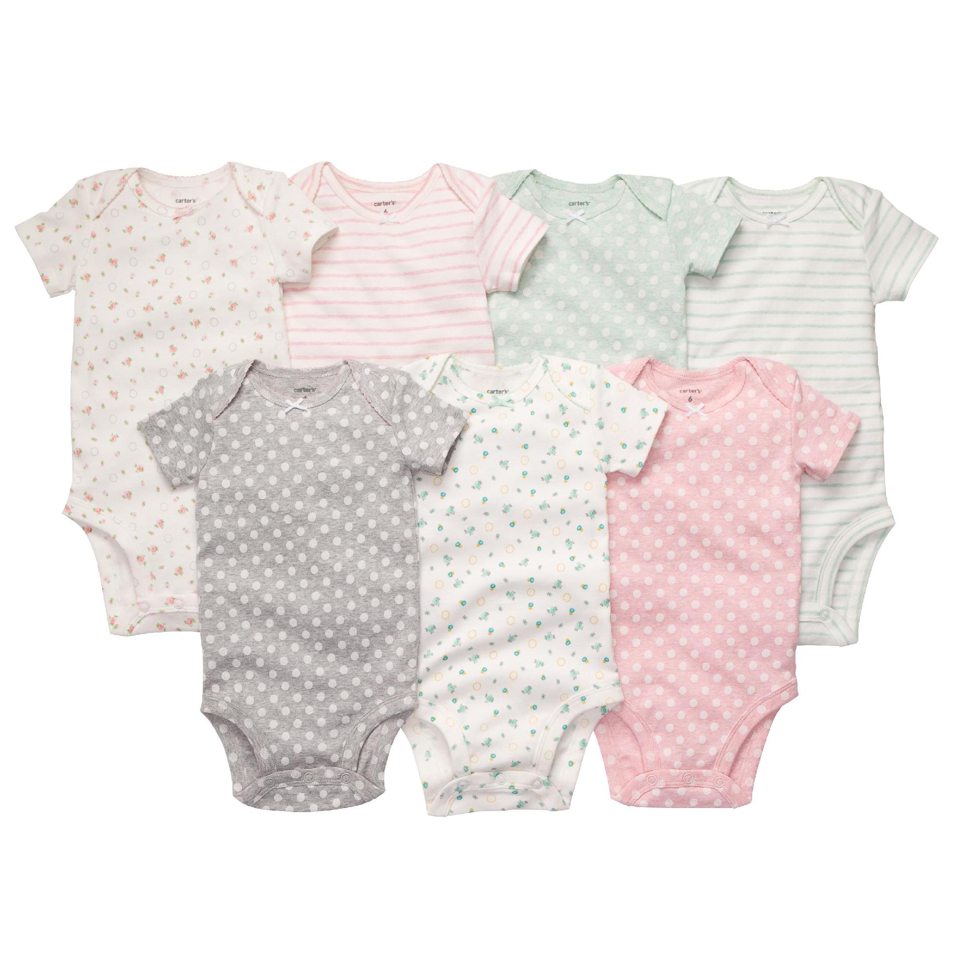 Carter's Infant Girl's 7Pk Bodysuits - Stripes & Dots