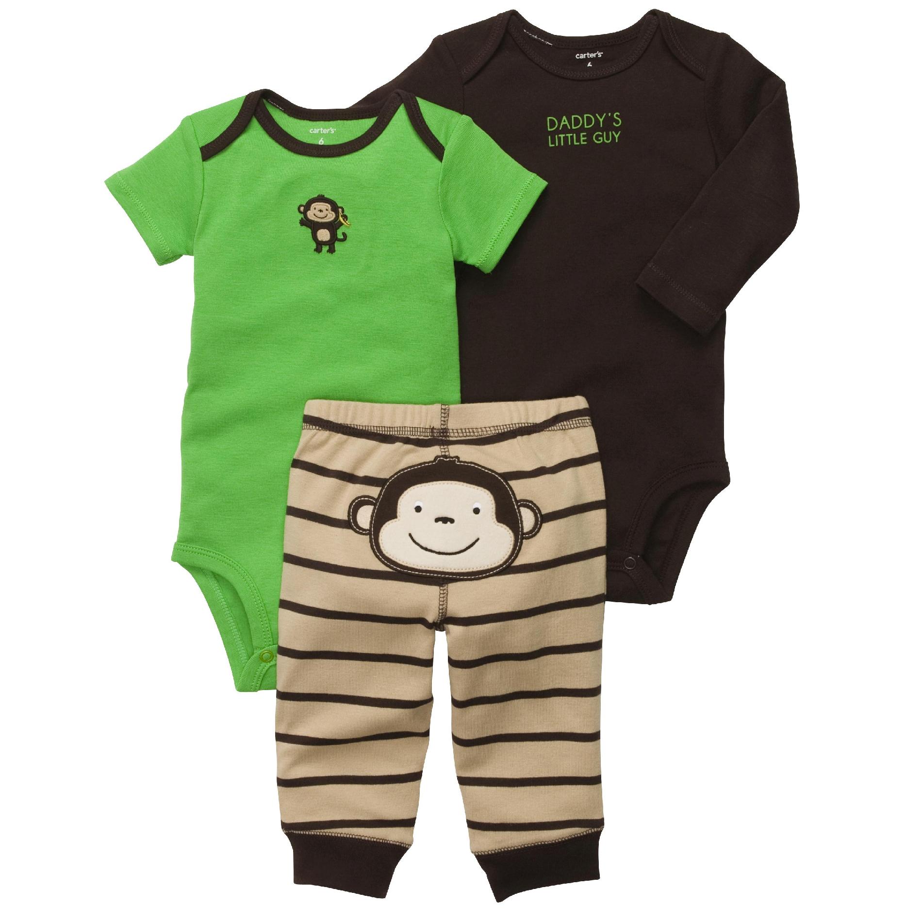 Carter's Newborn & Infant Boy's 3Pc Bodysuits & Pants - Monkey