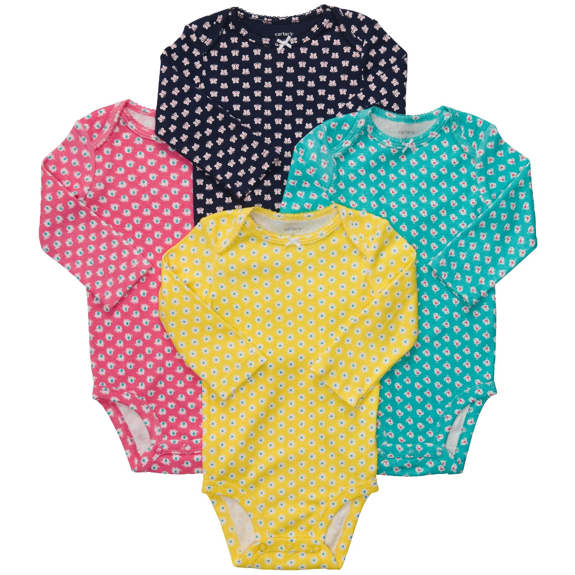 Carter's Newborn & Infant Girl's 4Pk Long-Sleeve Bodysuits