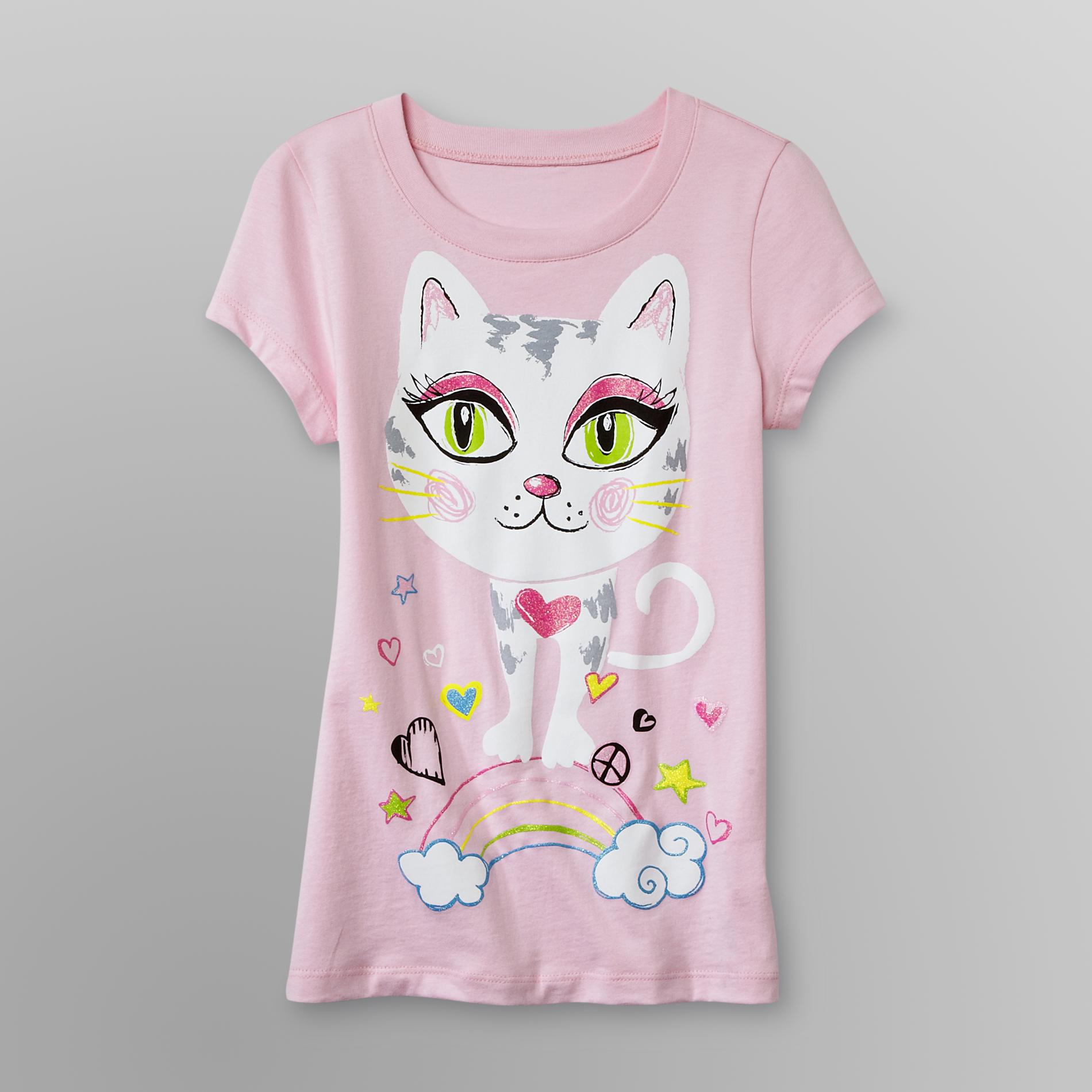 Route 66 Girl's Glitter T-Shirt - Cat