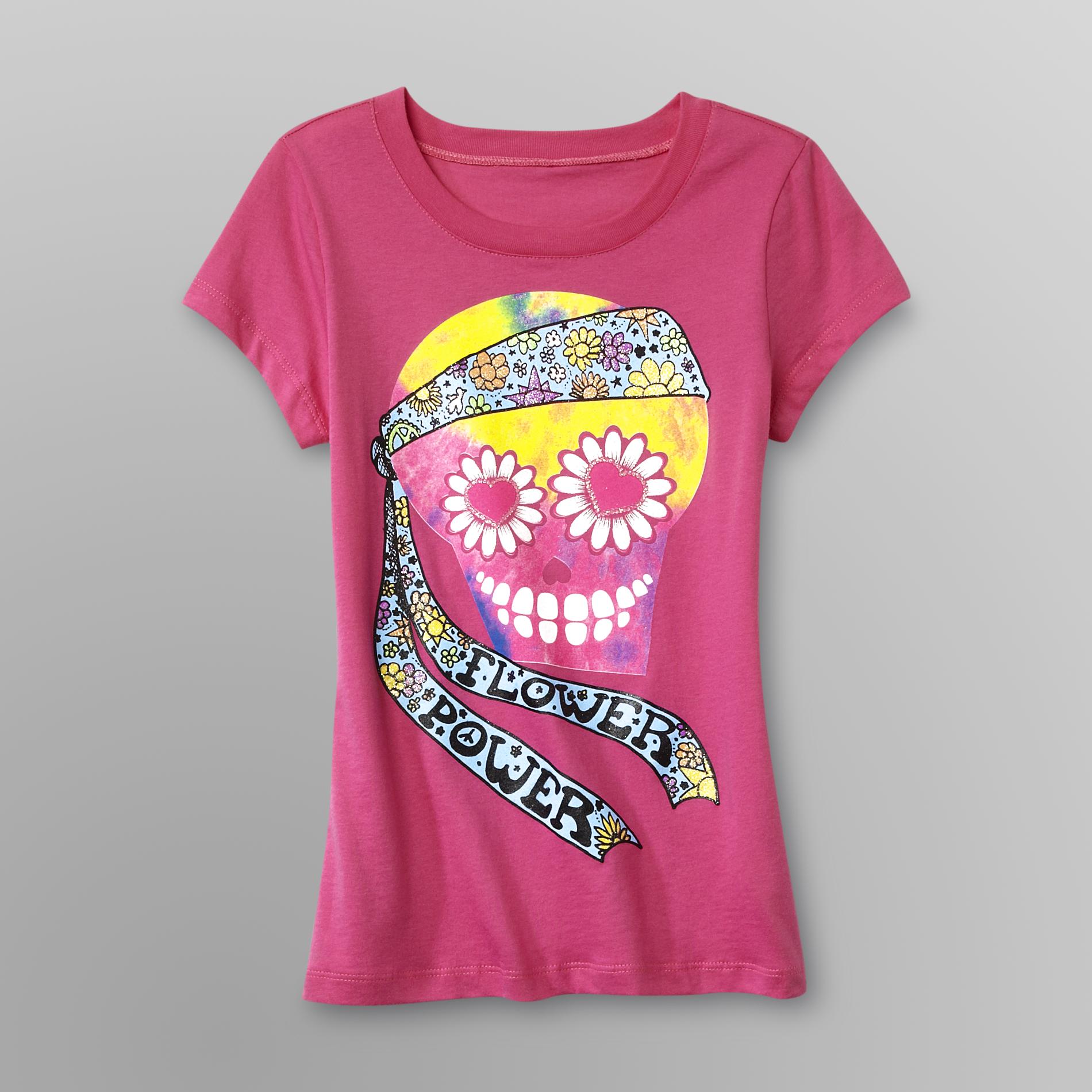 Route 66 Girl's Graphic T-Shirt - Hippie Skull
