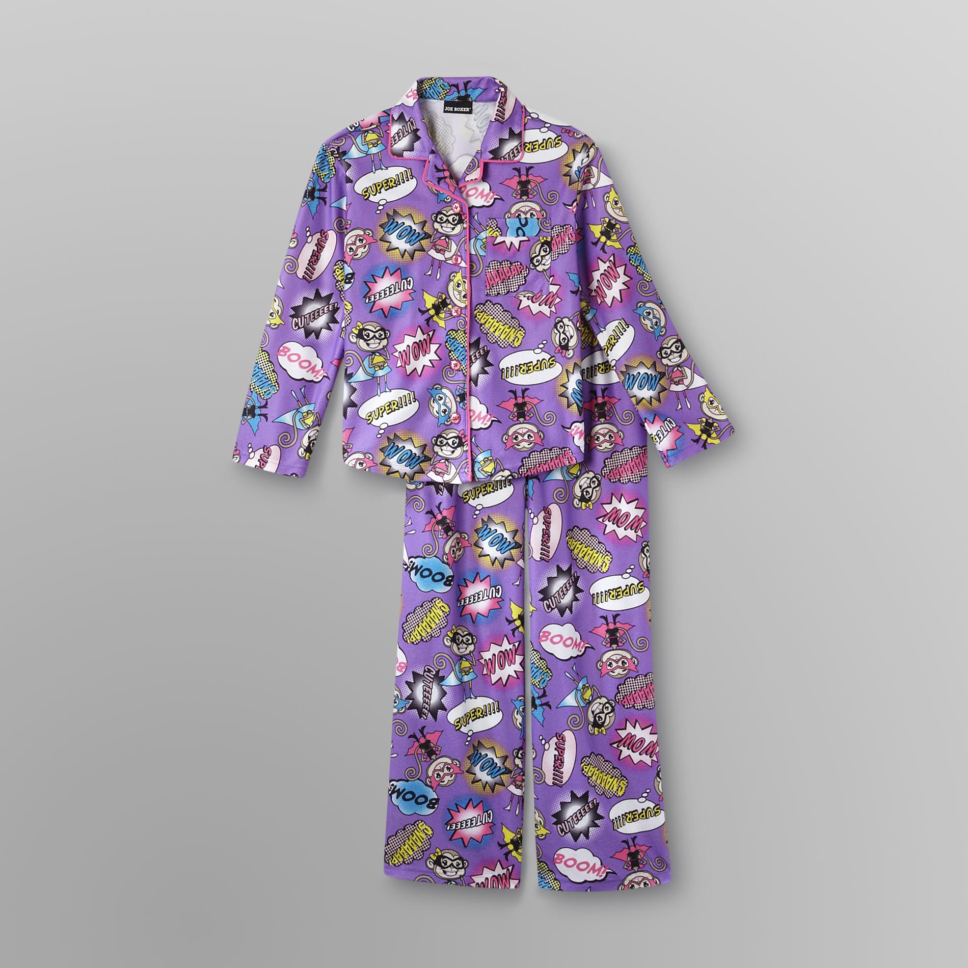 Joe Boxer Girl's Flannel Pajamas - Superhero Monkey