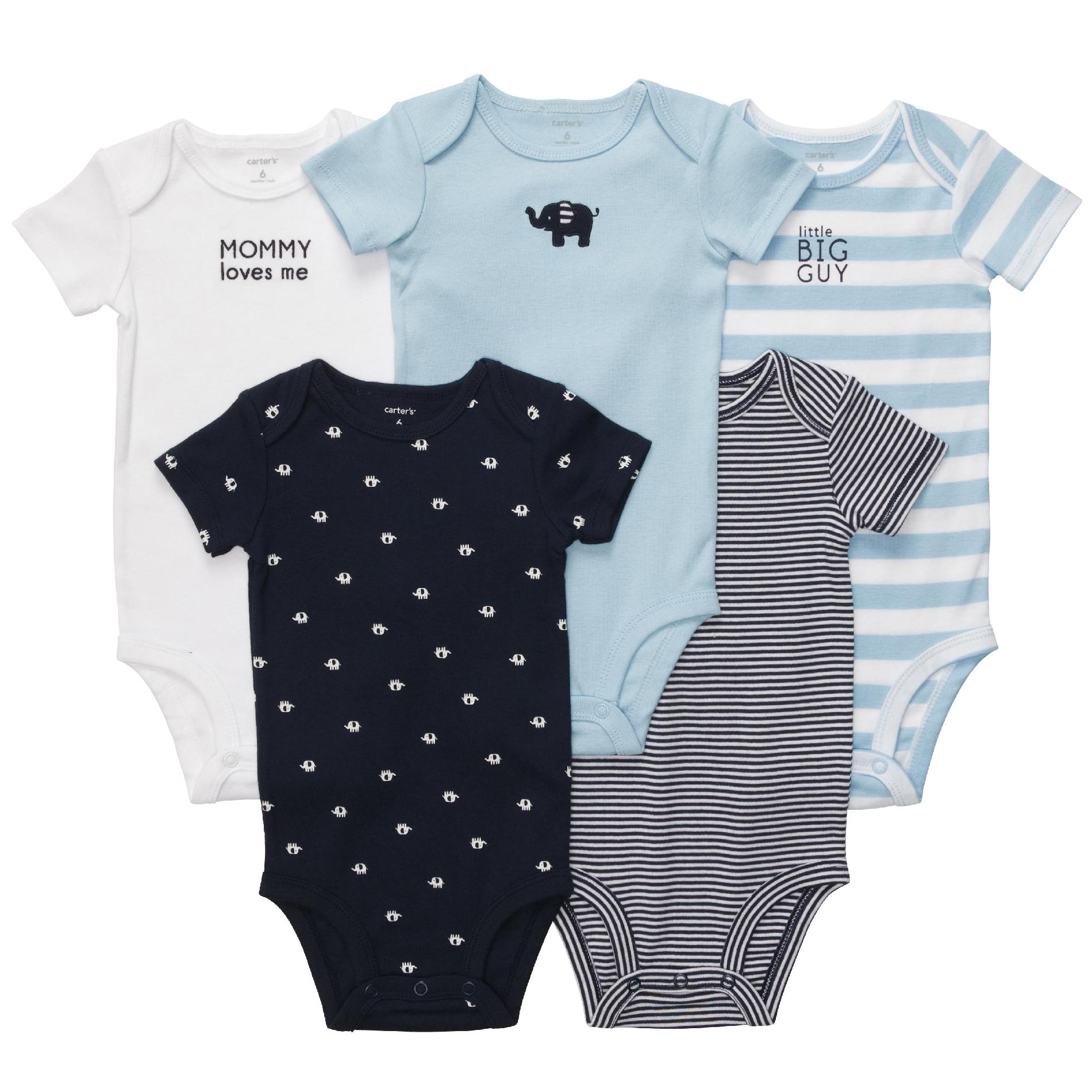 Carter's Newborn & Infant Boy's 5Pk Bodysuits - Elephant