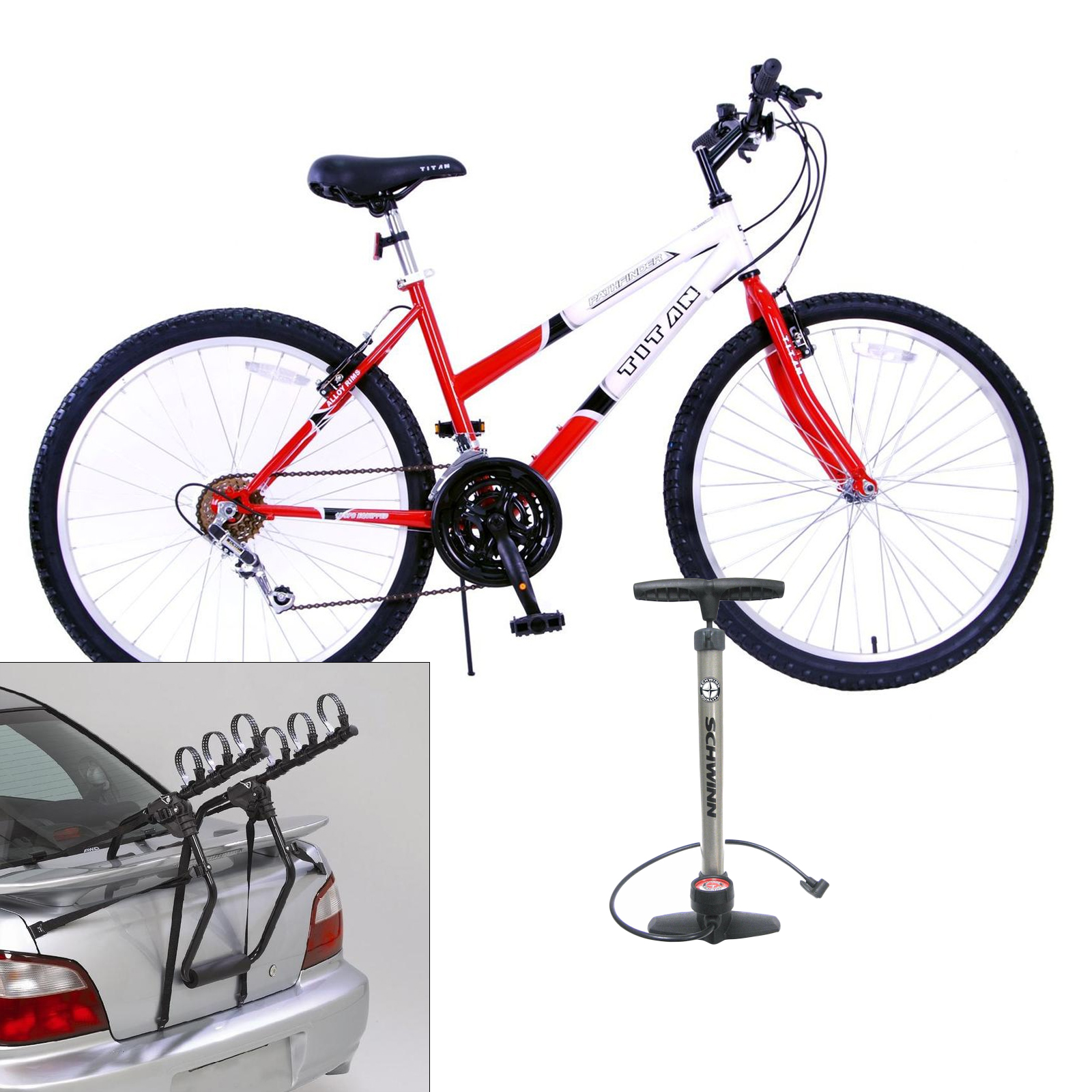 Titan Trailblazer Ladie S Mountain Bike With Rack And Floor Pump Bundle Fitness Sports Wheeled Sports Bike Accessories Bikes Accessories Bundles