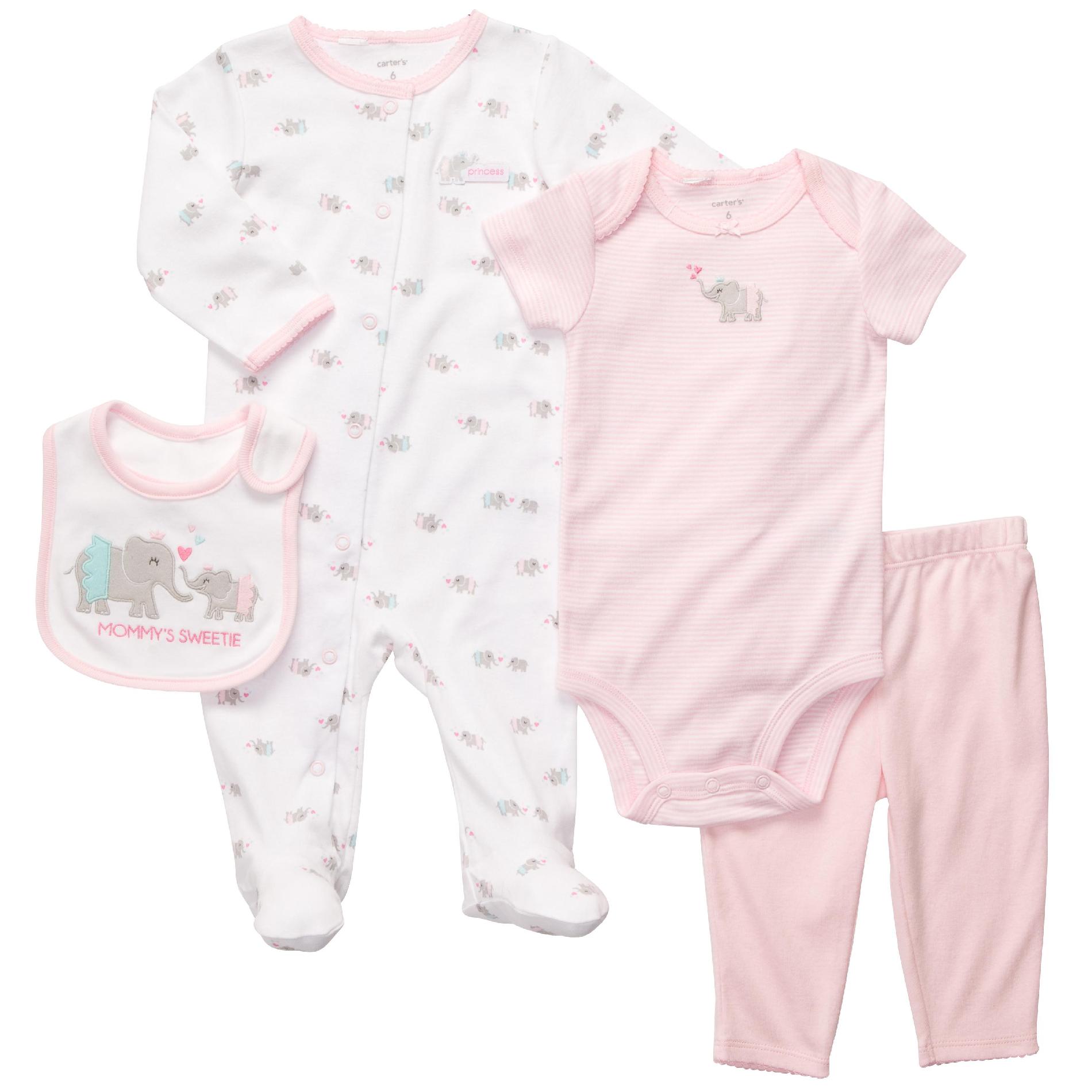 Carter's 4Piece Newborn Girl's Layette Set Elephant