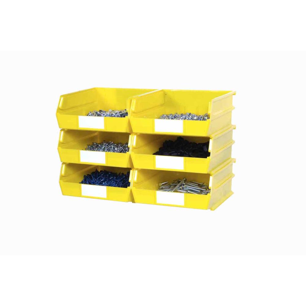 Triton Products LocBin 8 pc. Wall Storage Unit with Yellow Interlocking Poly Bins, 6 CT, Wall Mount Rails 8-3/4 In. L with Hardware, 2 pk