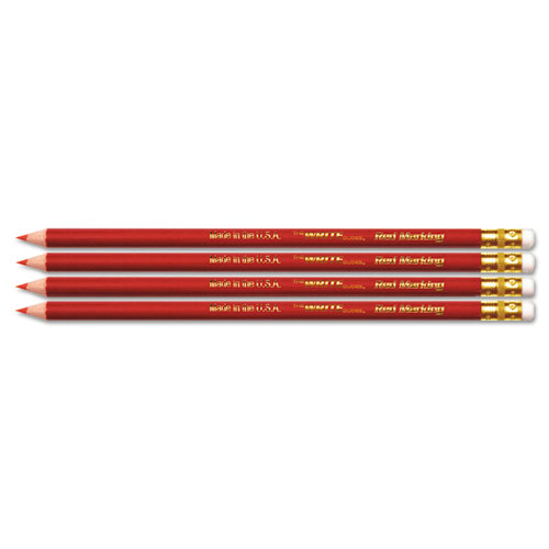Write Dudes BDU14678AA24 USA Made Checking Pencils, Red, Pre-Sharpened, 4/Pack