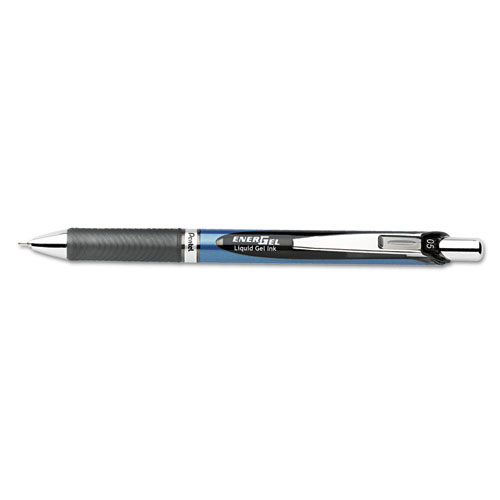 Pentel PENBLN75A EnerGel RTX Retractable Liquid Gel Pen  .5mm  Silver/Black Barrel  Black Ink