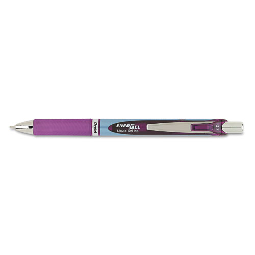 Pentel PENBLN77V EnerGel RTX Retractable Liquid Gel Pen  .7mm  Needle  Bk/Gray Barrel  Violet Ink