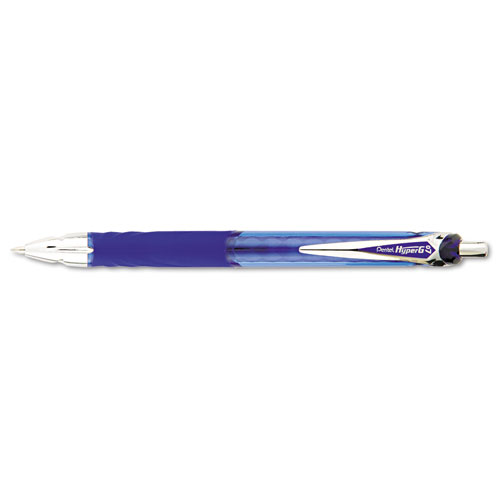 Pentel PENKL257C HyperG Gel Retractable Roller Ball Pen  .7mm  Blue Barrel  Blue Ink  Dozen