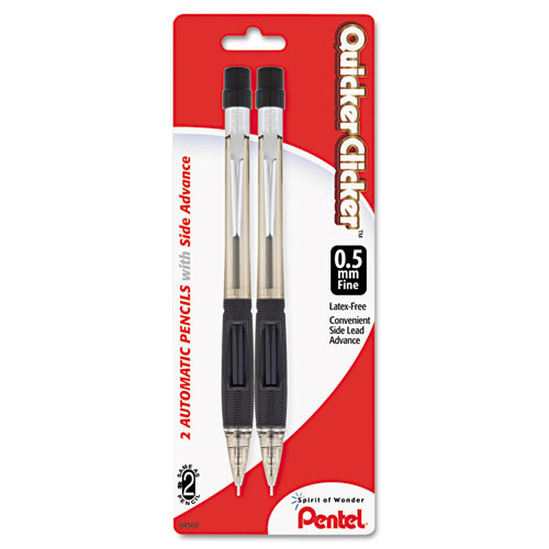 Pentel PENPD345BP2K6 &#174; Quicker Clicker Mechanical Pencil  0.5 mm  Smoke  2/Pk