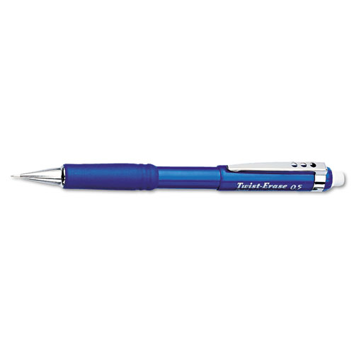 Pentel PENQE515C &#174; Twist-Erase III Mechanical Pencil  0.5 mm  Blue Barrel